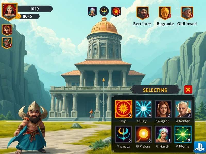 Divine Temple Protector character selection screen showing various mythological heroes